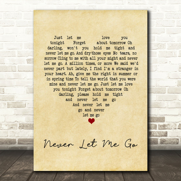 John Martyn Never Let Me Go Vintage Heart Quote Song Lyric Print