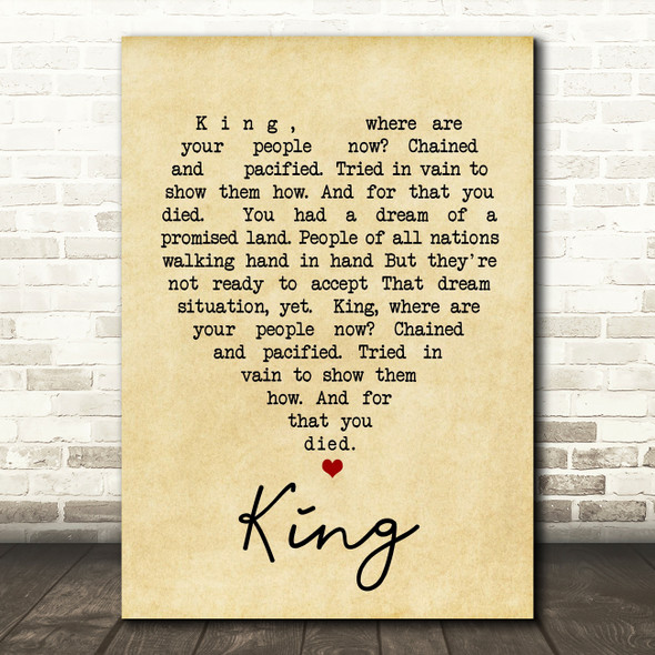 King UB40 Vintage Heart Quote Song Lyric Print
