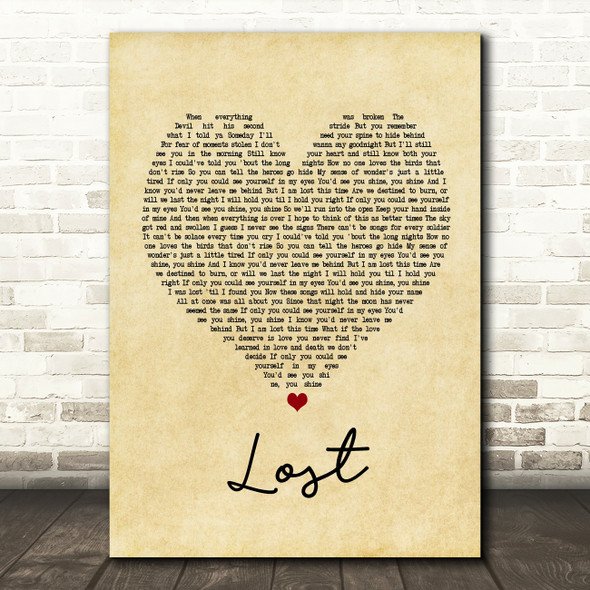 Dermot Kennedy Lost Vintage Heart Song Lyric Print