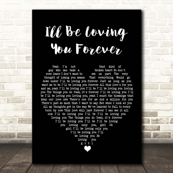 New Kids On The Block I'll Be Loving You Forever Black Heart Song Lyric Print