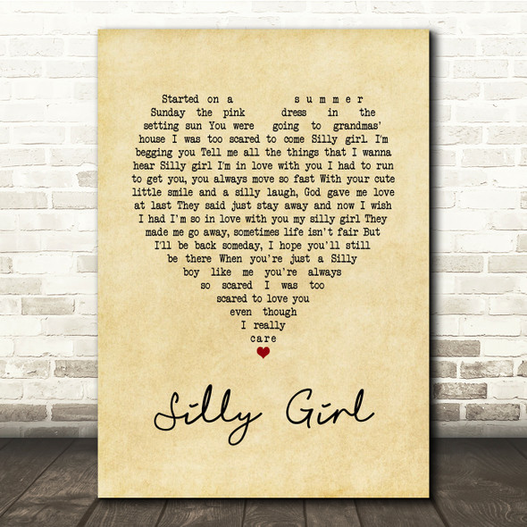 Descendents Silly Girl Vintage Heart Song Lyric Print