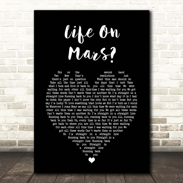 OneRepublic All This Time Black Heart Song Lyric Print