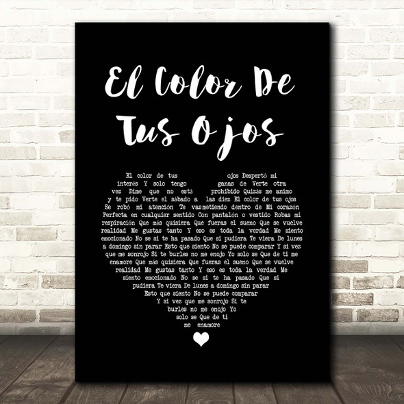 Banda MS El Color De Tus Ojos Black Heart Song Lyric Print