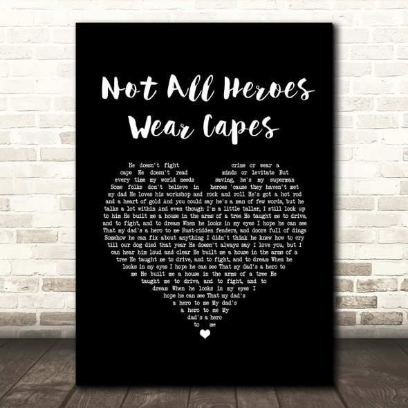 Owl City Not All Heroes Wear Capes Black Heart Song Lyric Print