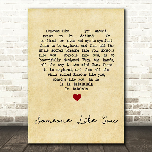 Paolo Nutini Someone Like You Vintage Heart Song Lyric Print