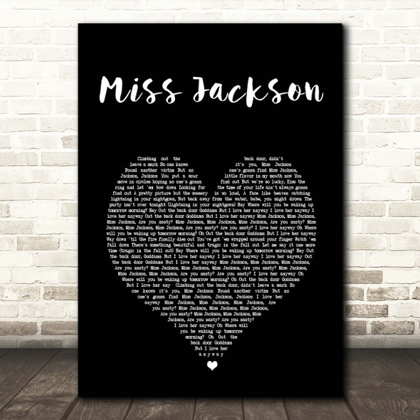 Panic! At The Disco Miss Jackson Black Heart Song Lyric Print