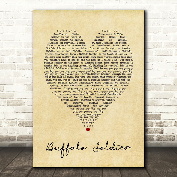 Buffalo Soldier Bob Marley Vintage Heart Quote Song Lyric Print