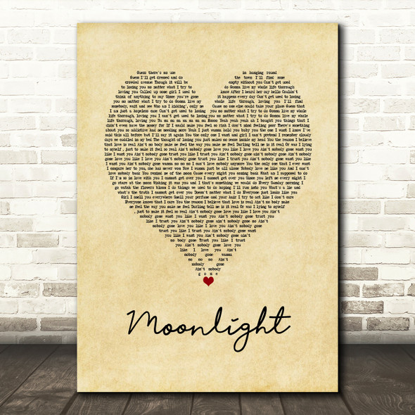 Ali Gatie Moonlight Vintage Heart Song Lyric Print