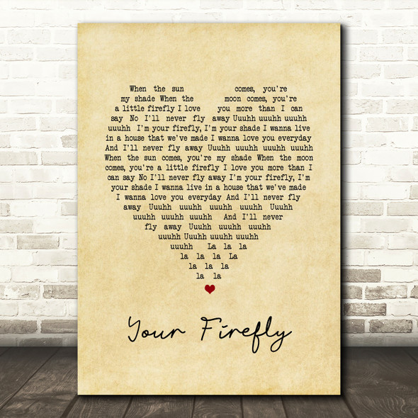 Ben Cocks Your Firefly Vintage Heart Song Lyric Print