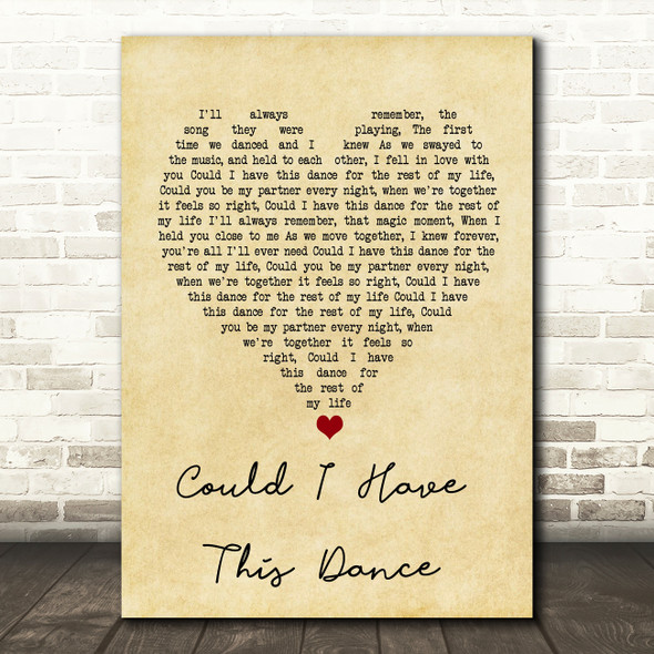 Foster and Allen Could I Have This Dance Vintage Heart Song Lyric Print