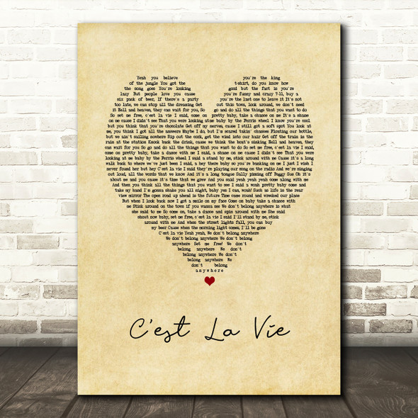 Stereophonics C'est La Vie Vintage Heart Song Lyric Print