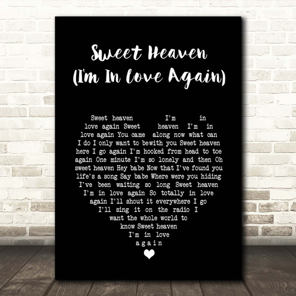 Barry Manilow Sweet Heaven (I'm In Love Again) Black Heart Song Lyric Print