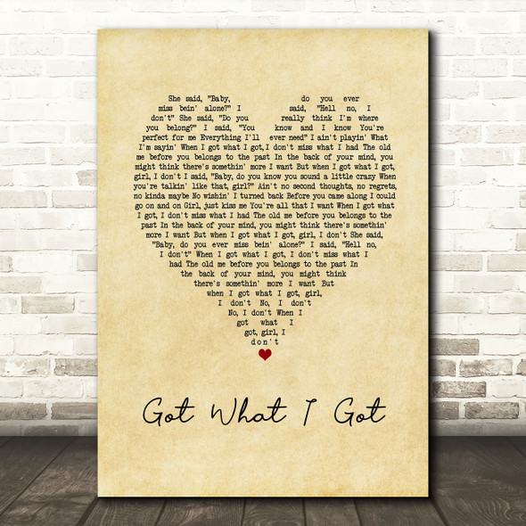 Jason Aldean Got What I Got Vintage Heart Song Lyric Music Art Print