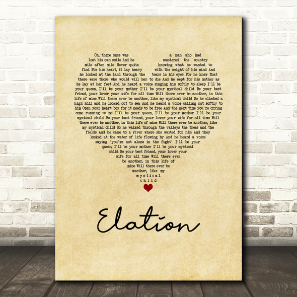Levellers Elation Vintage Heart Song Lyric Music Art Print