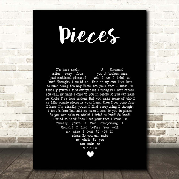 Red Pieces Black Heart Song Lyric Print