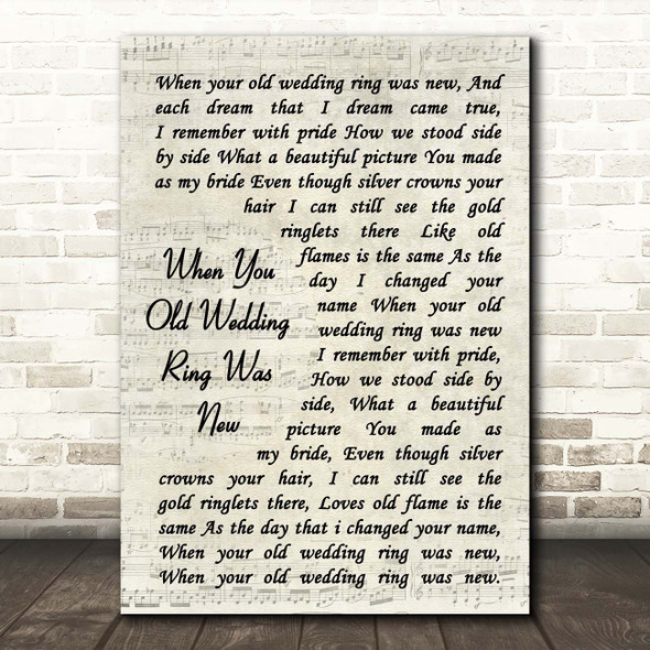 Jimmy Roselli When You Old Wedding Ring Was New Vintage Script Song Lyric Print