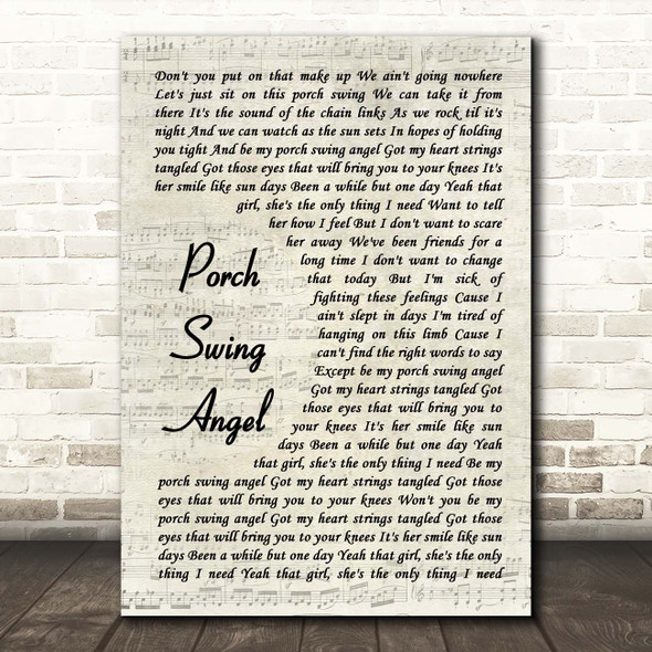 Muscadine Bloodline Porch Swing Angel Vintage Script Song Lyric Print
