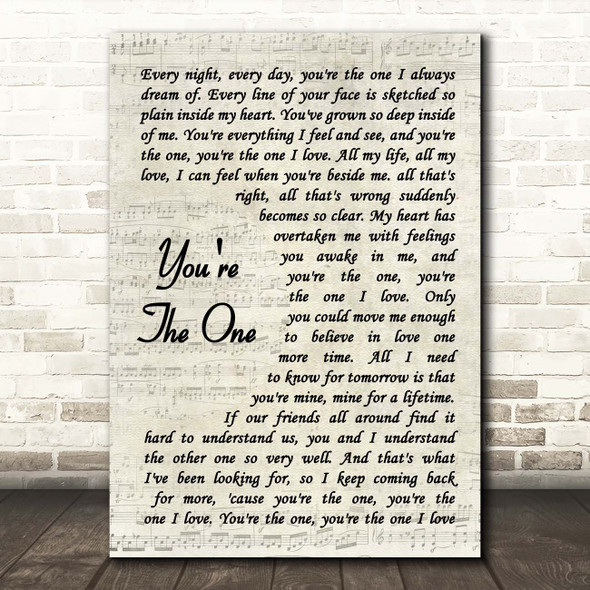 The Carpenters You're The One Vintage Script Song Lyric Print