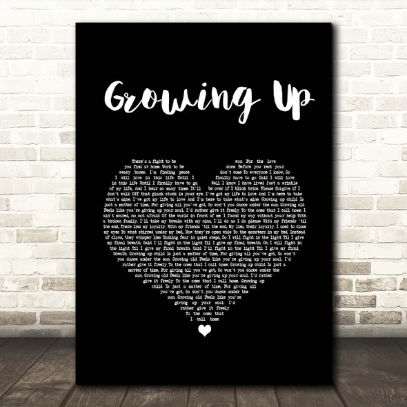 Run River North Growing Up Black Heart Song Lyric Print