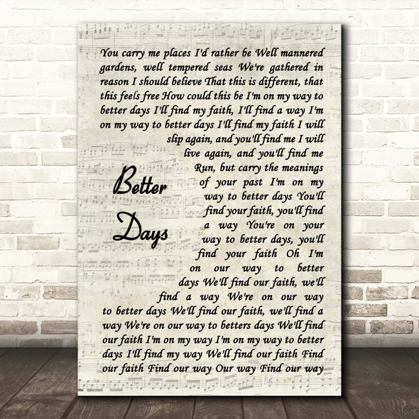 Breaking Benjamin Better Days Vintage Script Song Lyric Print