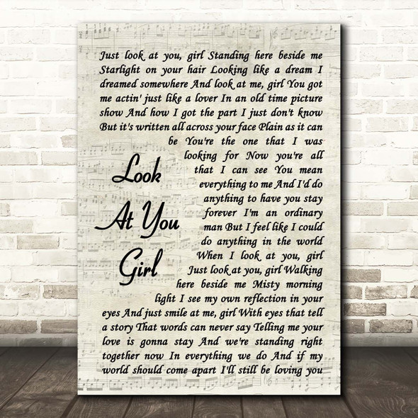 Chris LeDoux Look At You Girl Vintage Script Song Lyric Print