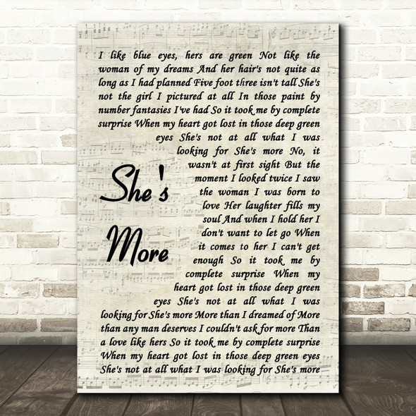Andy Griggs She's More Vintage Script Song Lyric Wall Art Print