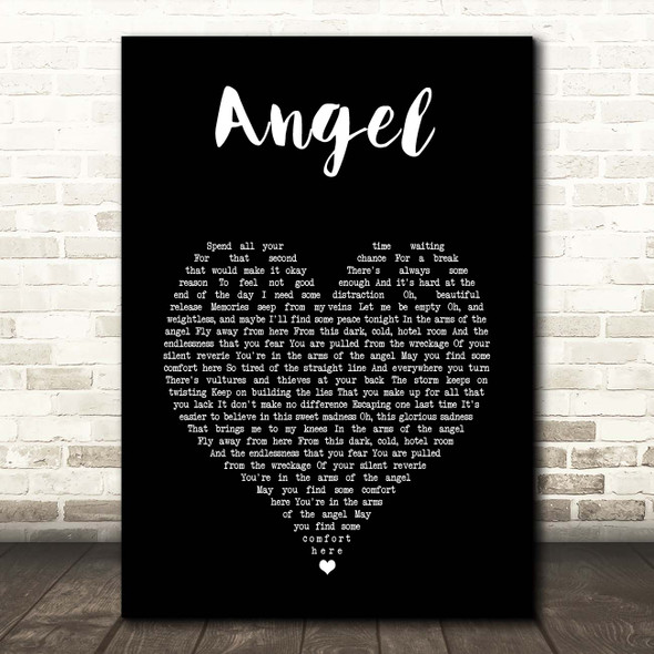 Sarah McLachlan Angel Black Heart Song Lyric Print