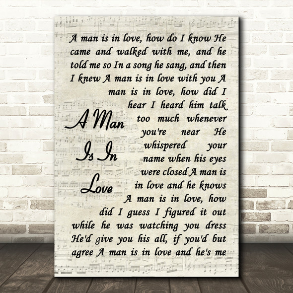 The Waterboys A Man Is In Love Vintage Script Song Lyric Quote Music Print