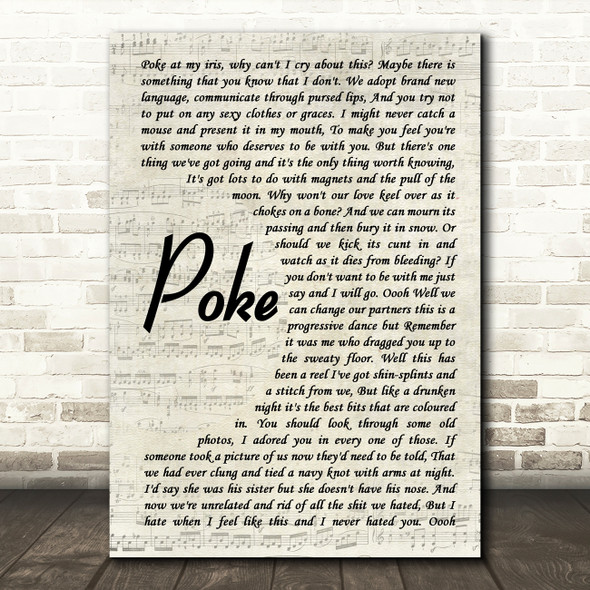 Frightened Rabbit Poke Vintage Script Song Lyric Quote Print