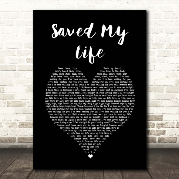 Sia Saved My Life Black Heart Song Lyric Print