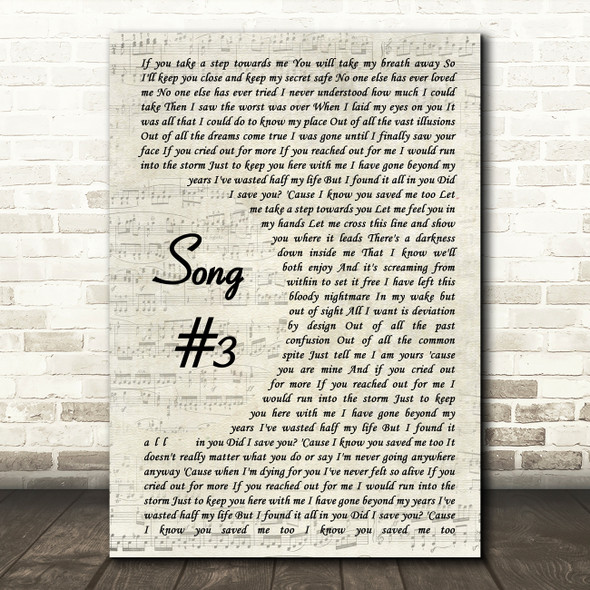 Stone Sour Song 3 Vintage Script Song Lyric Quote Print