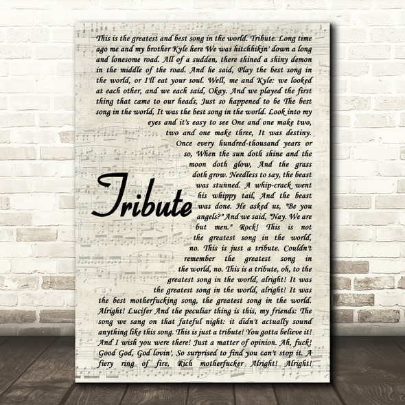 Tenacious D Tribute Vintage Script Song Lyric Quote Print