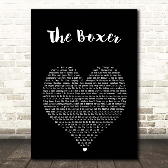 Simon & Garfunkel The Boxer Black Heart Song Lyric Print