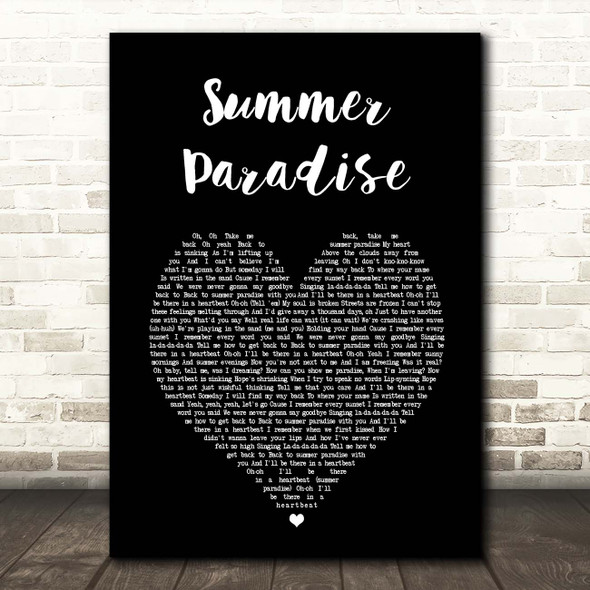 Simple Plan Summer Paradise Black Heart Song Lyric Print