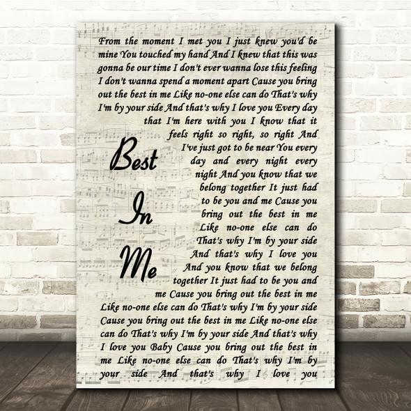 Blue Best In Me Vintage Script Song Lyric Quote Print