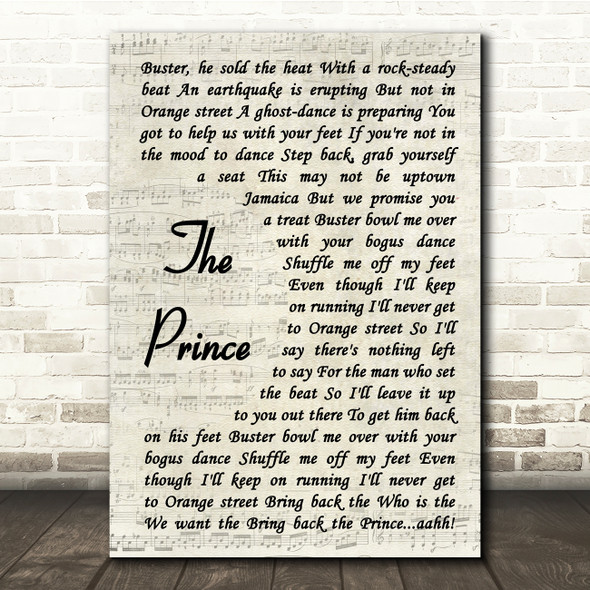 Madness The Prince Vintage Script Song Lyric Quote Print