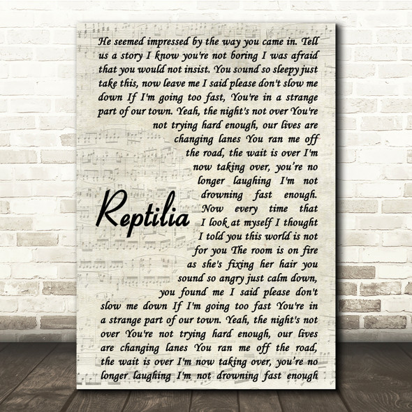 The Strokes Reptilia Vintage Script Song Lyric Quote Print