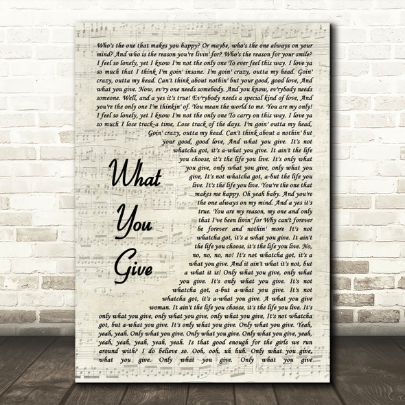 Tesla What You Give Song Lyric Vintage Script Quote Print