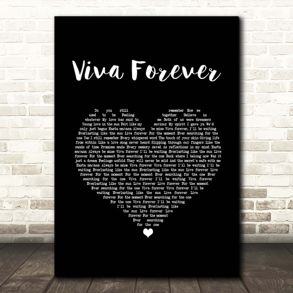 Spice Girls Viva Forever Black Heart Song Lyric Print