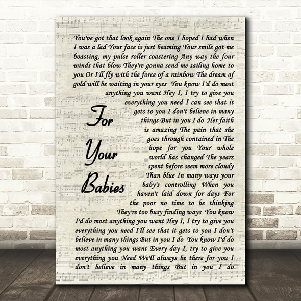 Simply Red For Your Babies Vintage Script Song Lyric Quote Print