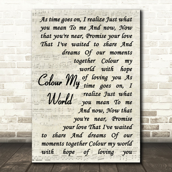 Chicago Colour My World Vintage Script Song Lyric Print