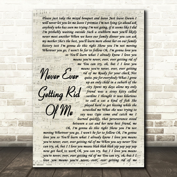 Christopher Fitzgerald, Kimiko Glenn & Waitress Original Broadway Cast Ensemble Never Ever Getting Rid Of Me Vintage Script Song Lyric Print