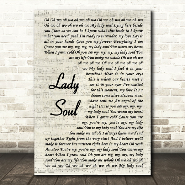 The Temptations Lady Soul Vintage Script Song Lyric Print