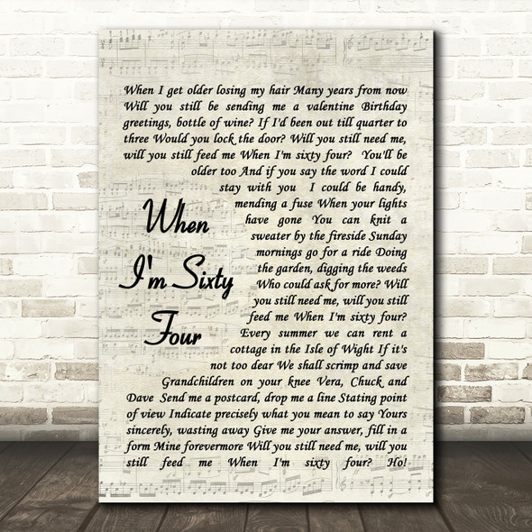 The Beatles When I'm Sixty Four Quote Song Lyric Print