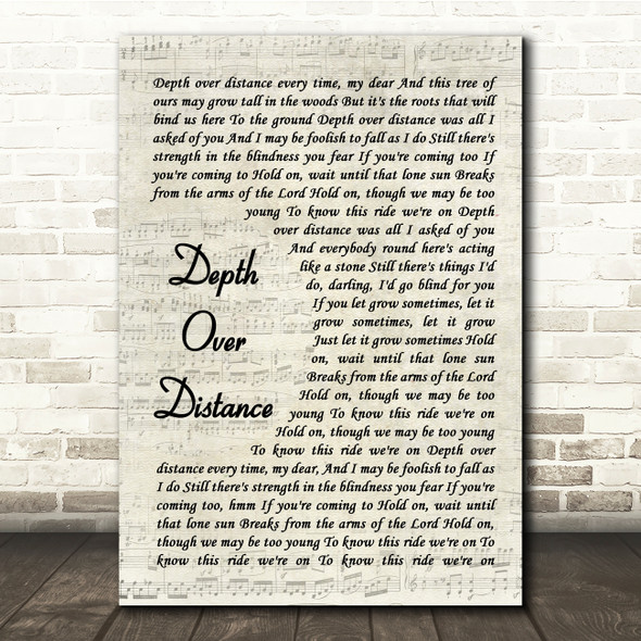 Ben Howard Depth Over Distance Vintage Script Song Lyric Print