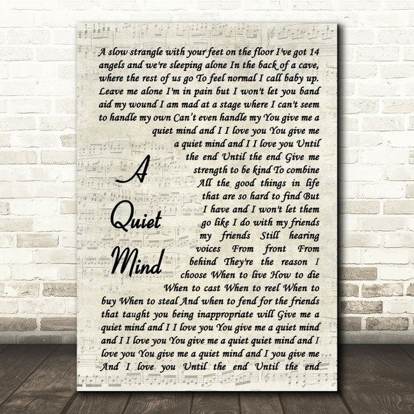 Blue October A Quiet Mind Vintage Script Song Lyric Print