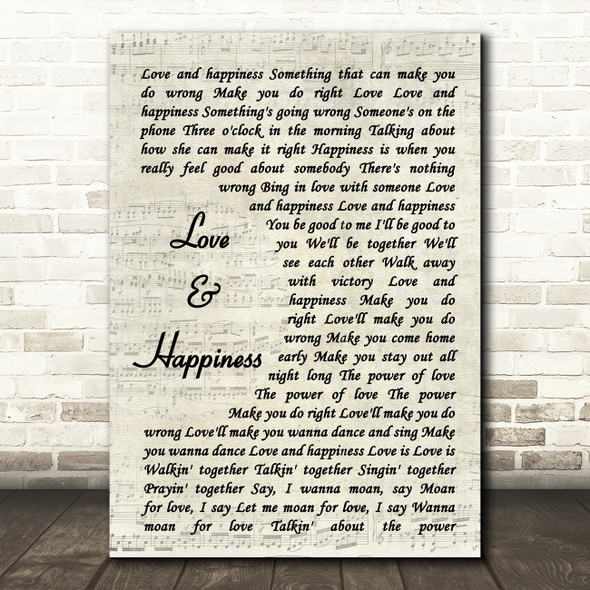 Al Green Love And Happiness Song Lyric Vintage Script Quote Print