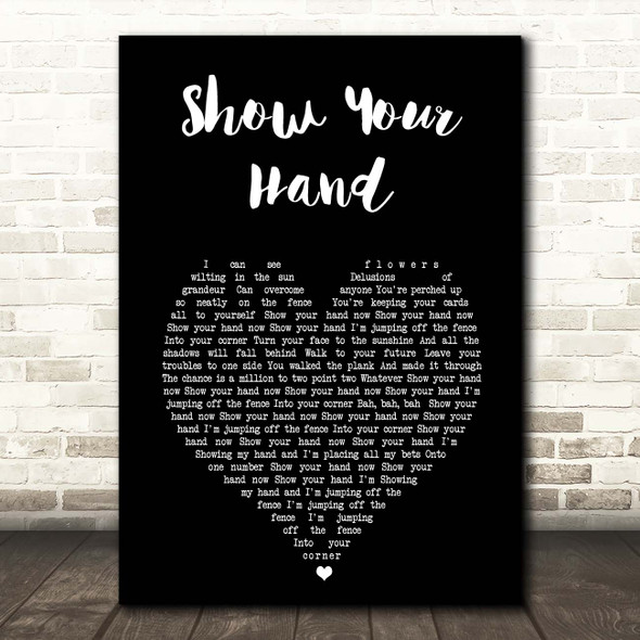Super Furry Animals Show Your Hand Black Heart Song Lyric Print