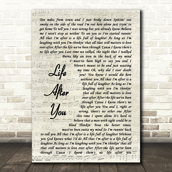 Daughtry Life After You Song Lyric Vintage Script Quote Print