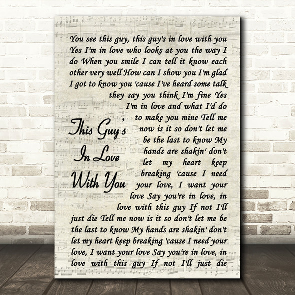 Herb Albert This Guys In Love With You Song Lyric Vintage Script Quote Print